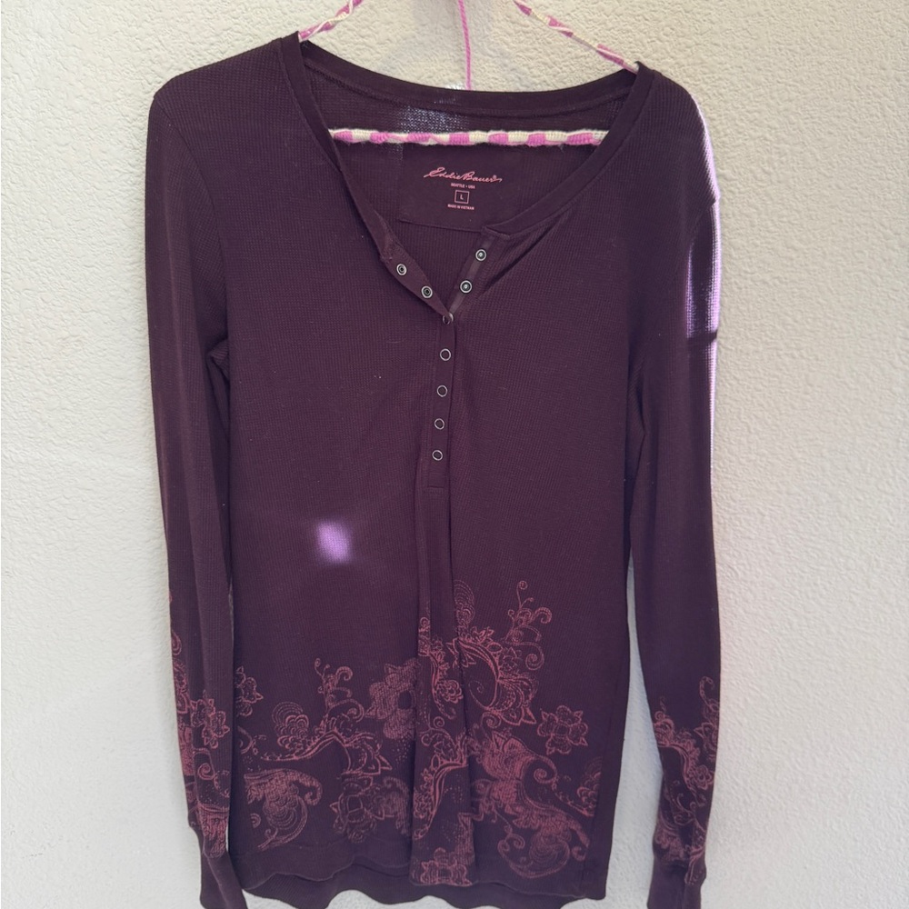 Eddie Bauer Purple Fitted Long Sleeve Blouse